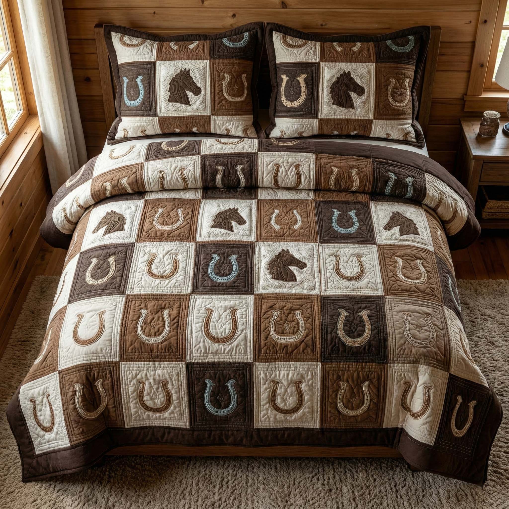 Western Grid Quilted Bedding Set Boho Bedroom Decor Western Gifts For Men
