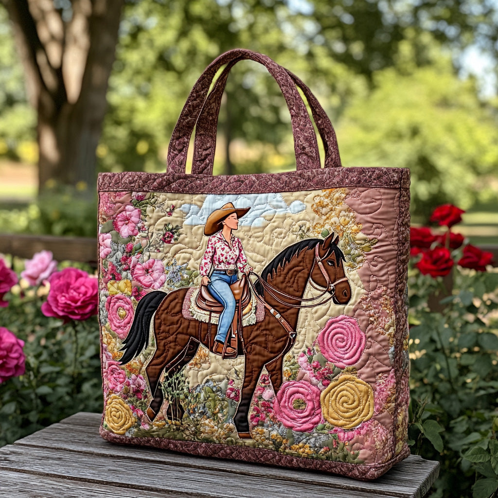 Western Petals Quilted Tote Bag Best Shoulder Bags Cowboy Christmas Presents
