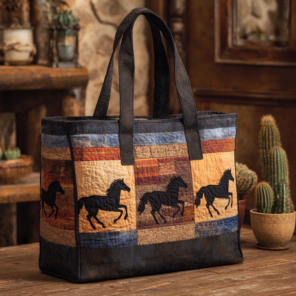 Western Whimsy Quilted Tote Bag Best Everyday Tote Bag Cowboy Gifts For Women