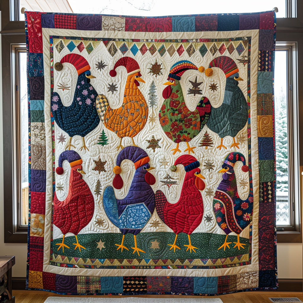 Whimsical Chicken Gathering Quilt Perfect Holiday Gift for Blanket Lovers