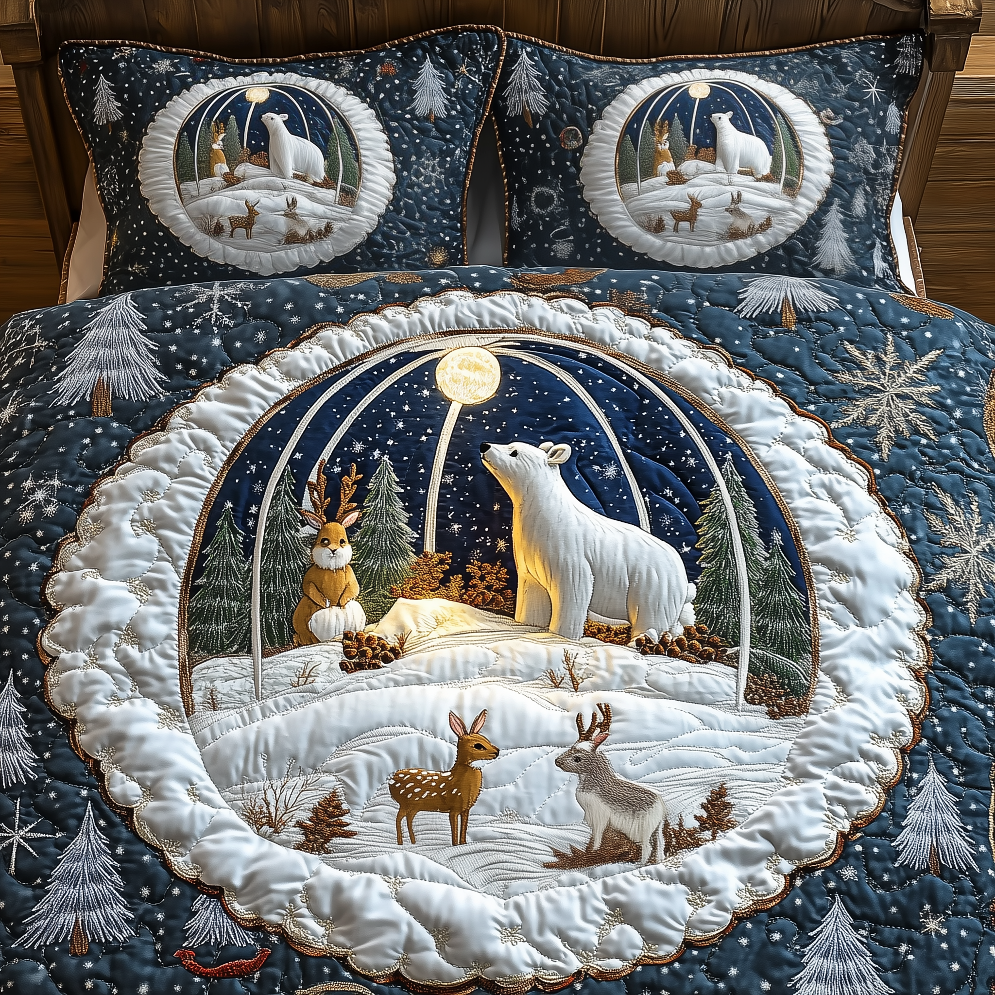 Whimsical Winter Quilted Bedding Set Christmas Sheets Queen Unique Christmas Gifts For Men