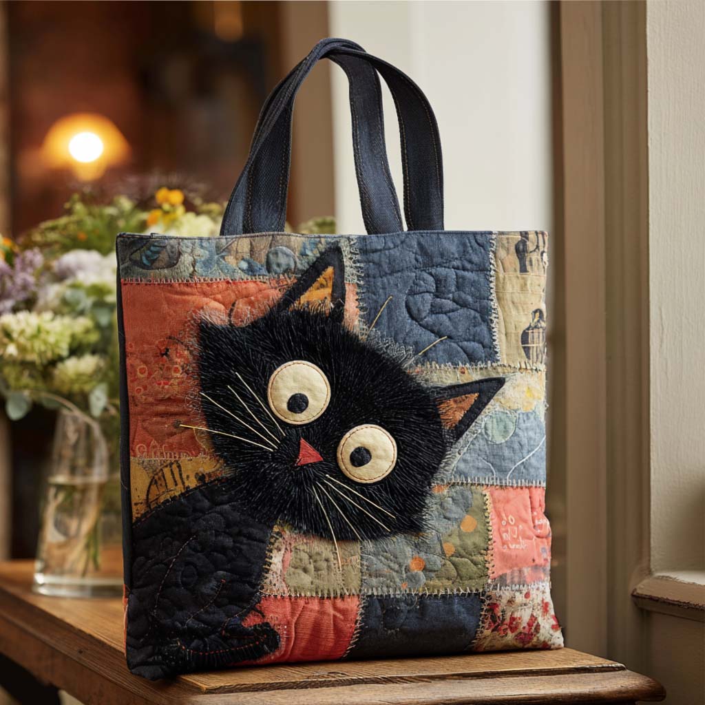 Whisker Cat Quilted Tote Bag Good Shoulder Bags Cat Person Presents