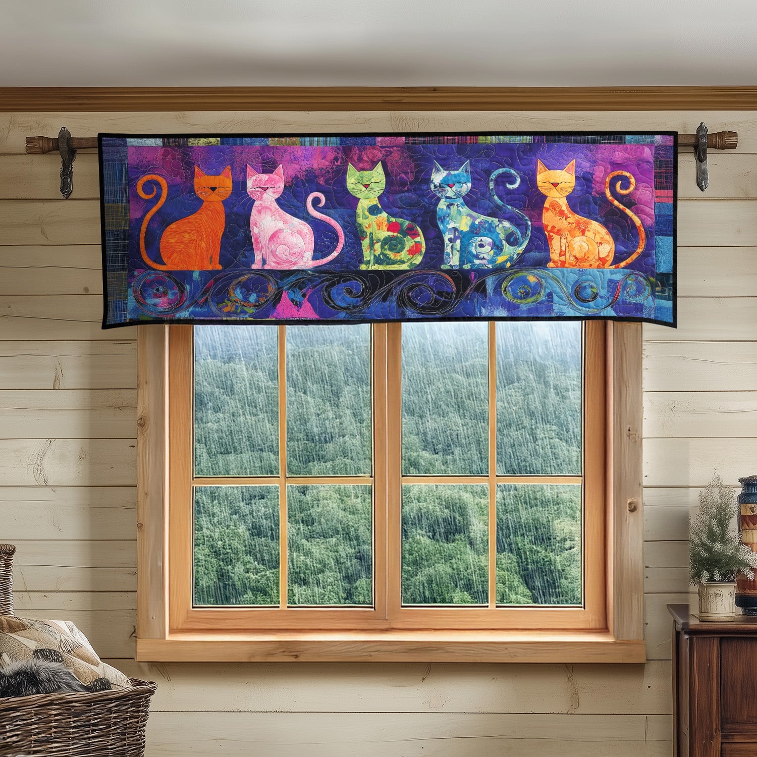 Whiskers in the Wind Quilted Valance Door Entrance Decor Cat Owner Gifts For Christmas