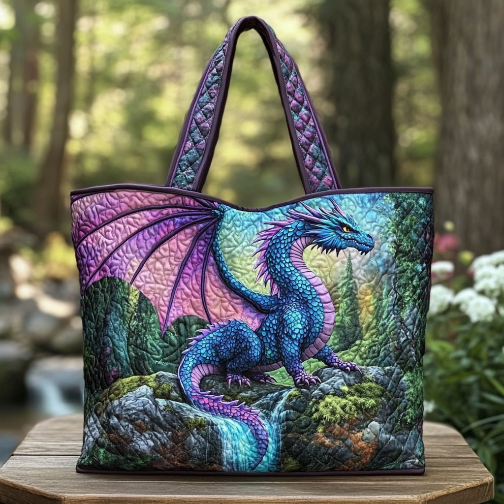 Whisper Dragon Quilted Tote Bag Best Handbag For Everyday Use Gift For Dragon Lover