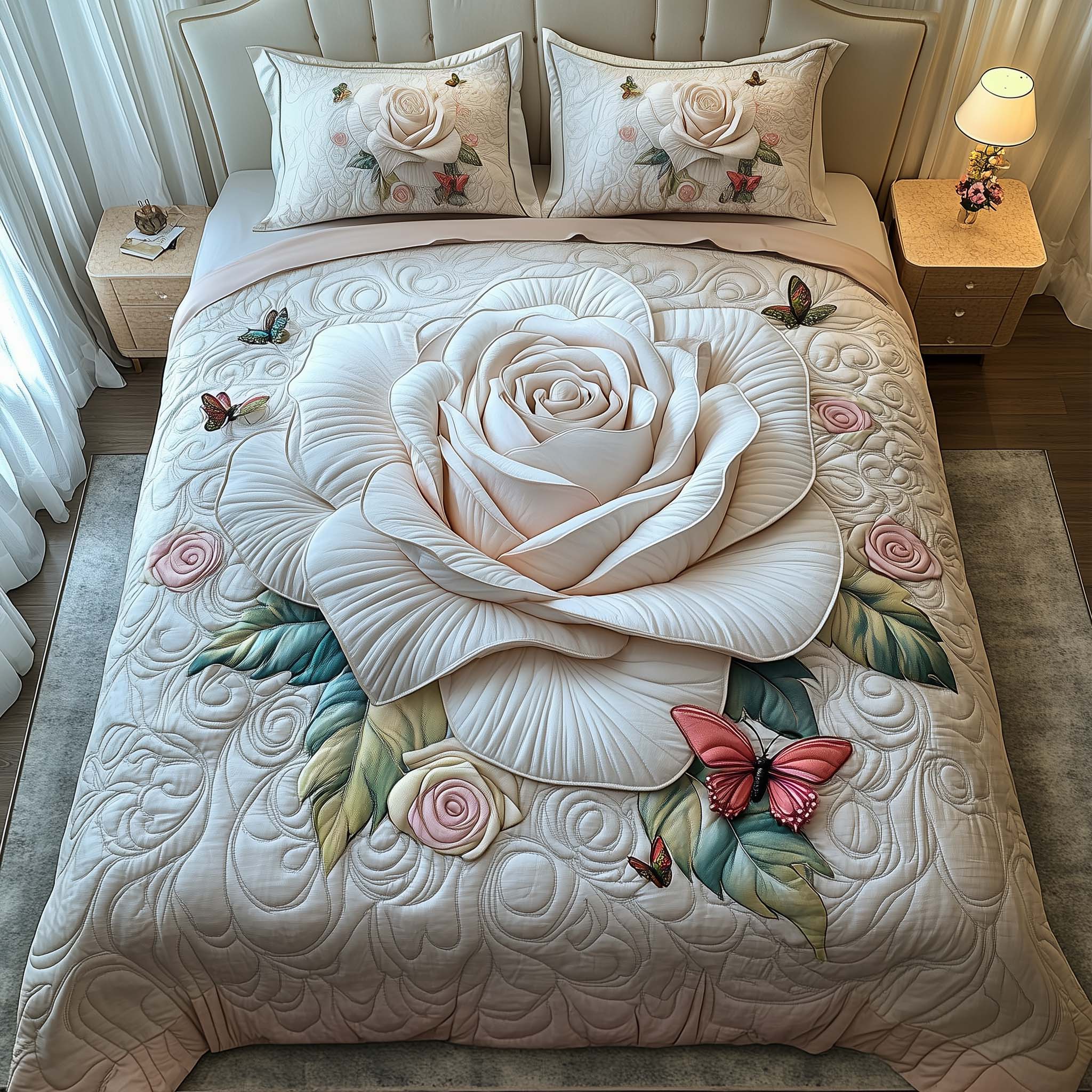 White Rose Quilted Bedding Set Nice Bedding Sets Best Mothers Day Ideas