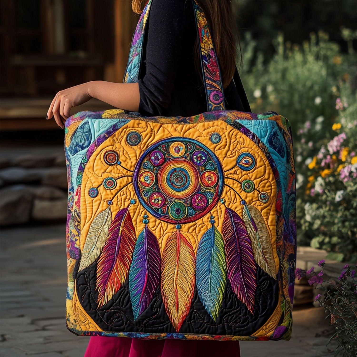 Wild Geometry Quilted Tote Bag Best Everyday Tote Bag Native American Gifts