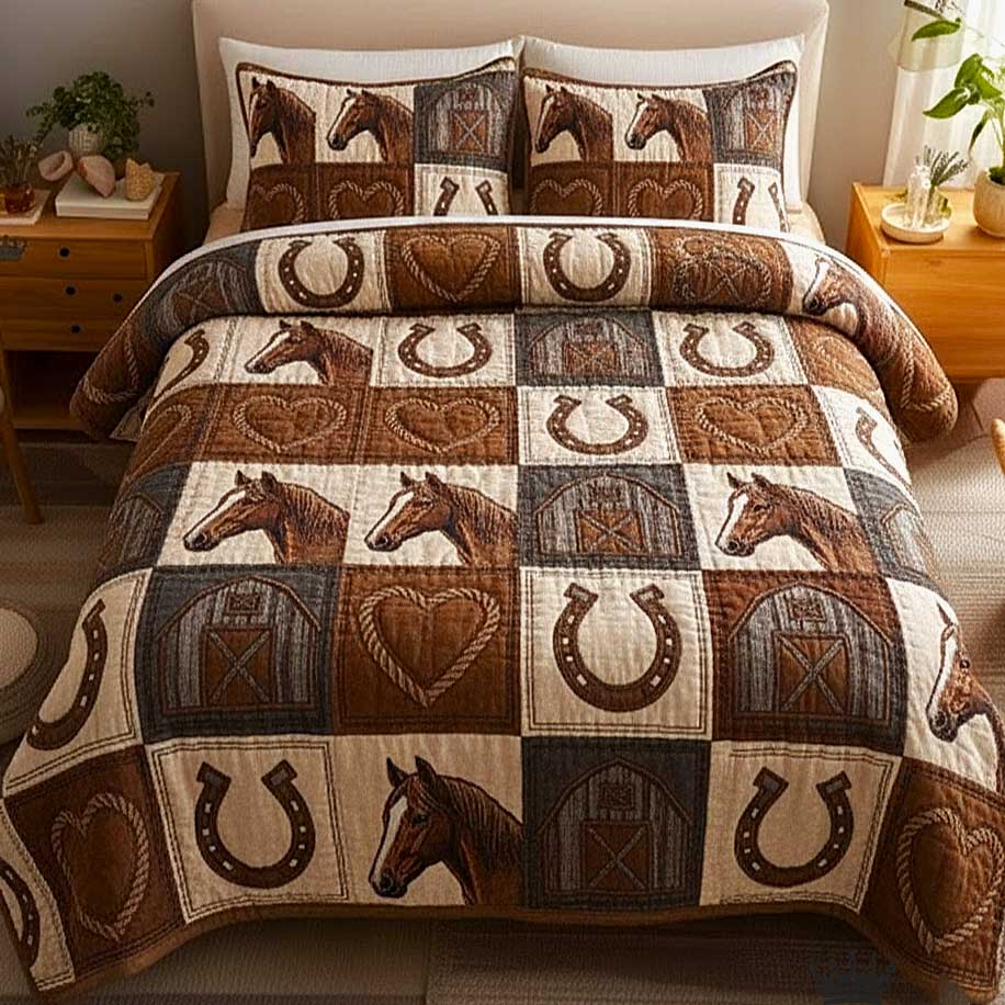 Wild Horse Quilted Bedding Set Bedding Ideas Good Gifts For Horse Owners