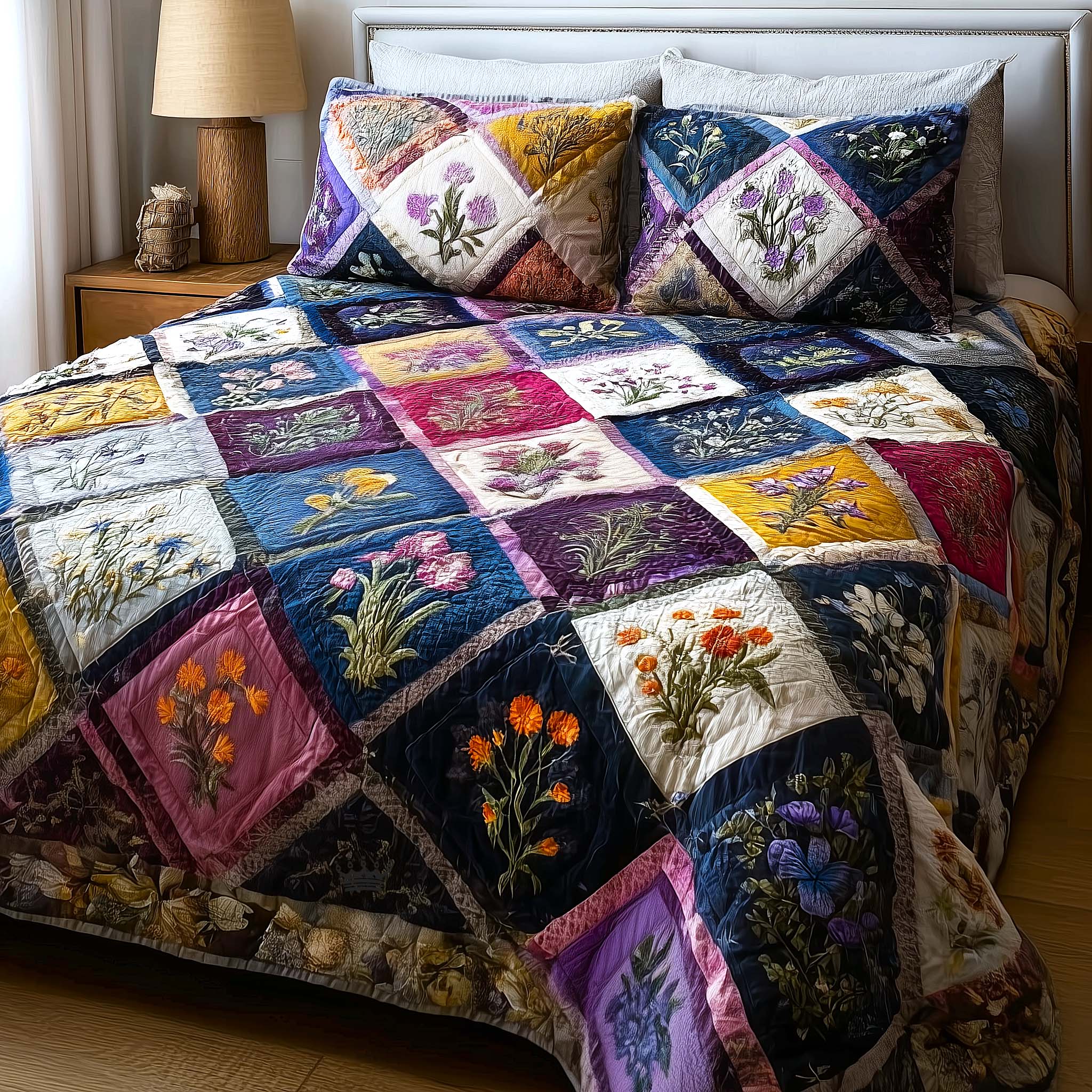 Wild Meadow Quilted Bedding Set King Comforter Sets Moms Day Gifts