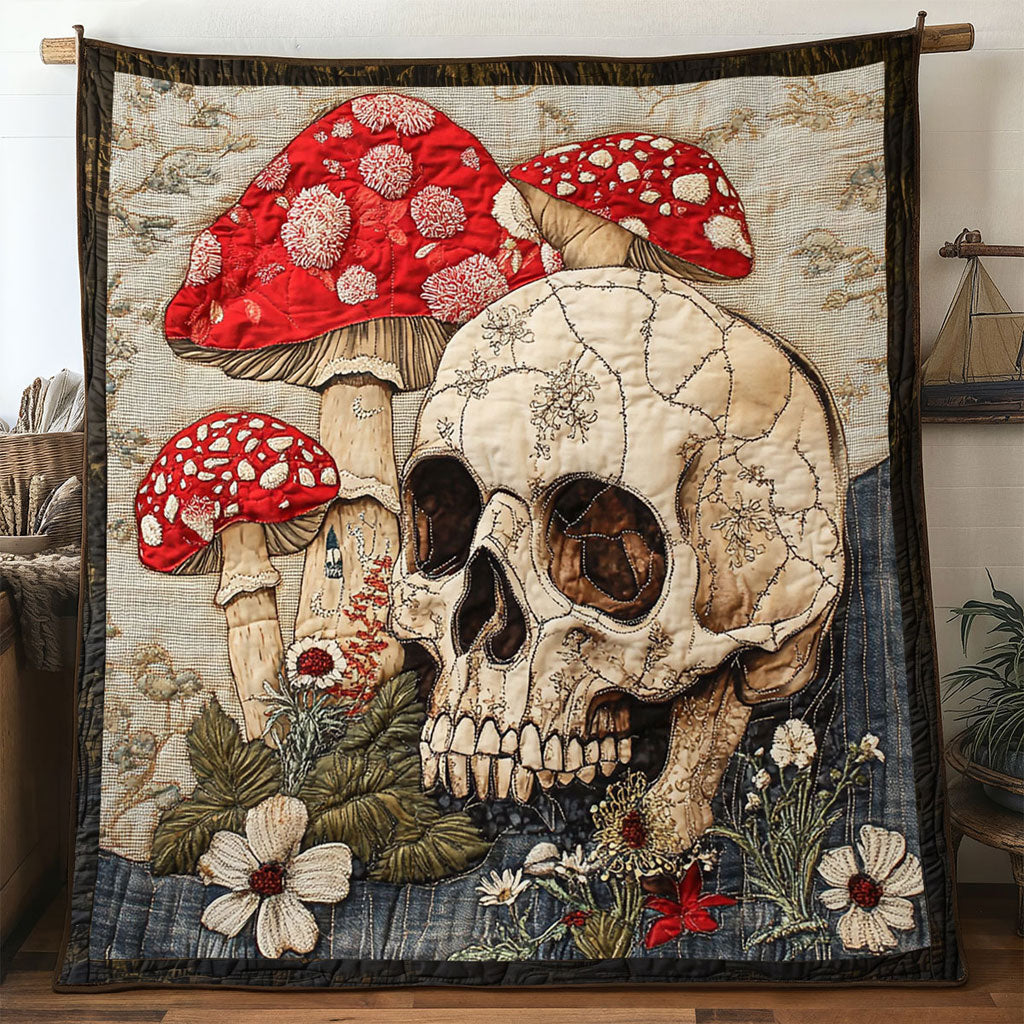 Wildflower Skull Quilt Premium Quilt Blanket Gift for Cozy Winter Nights