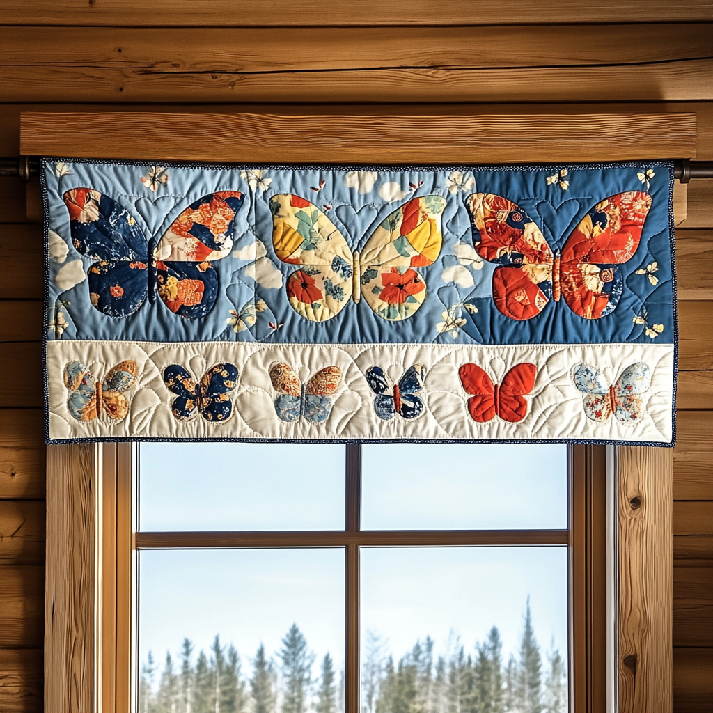 Wings of Grace Quilted Valance Christmas Home Dec Butterfly Gifts For Women