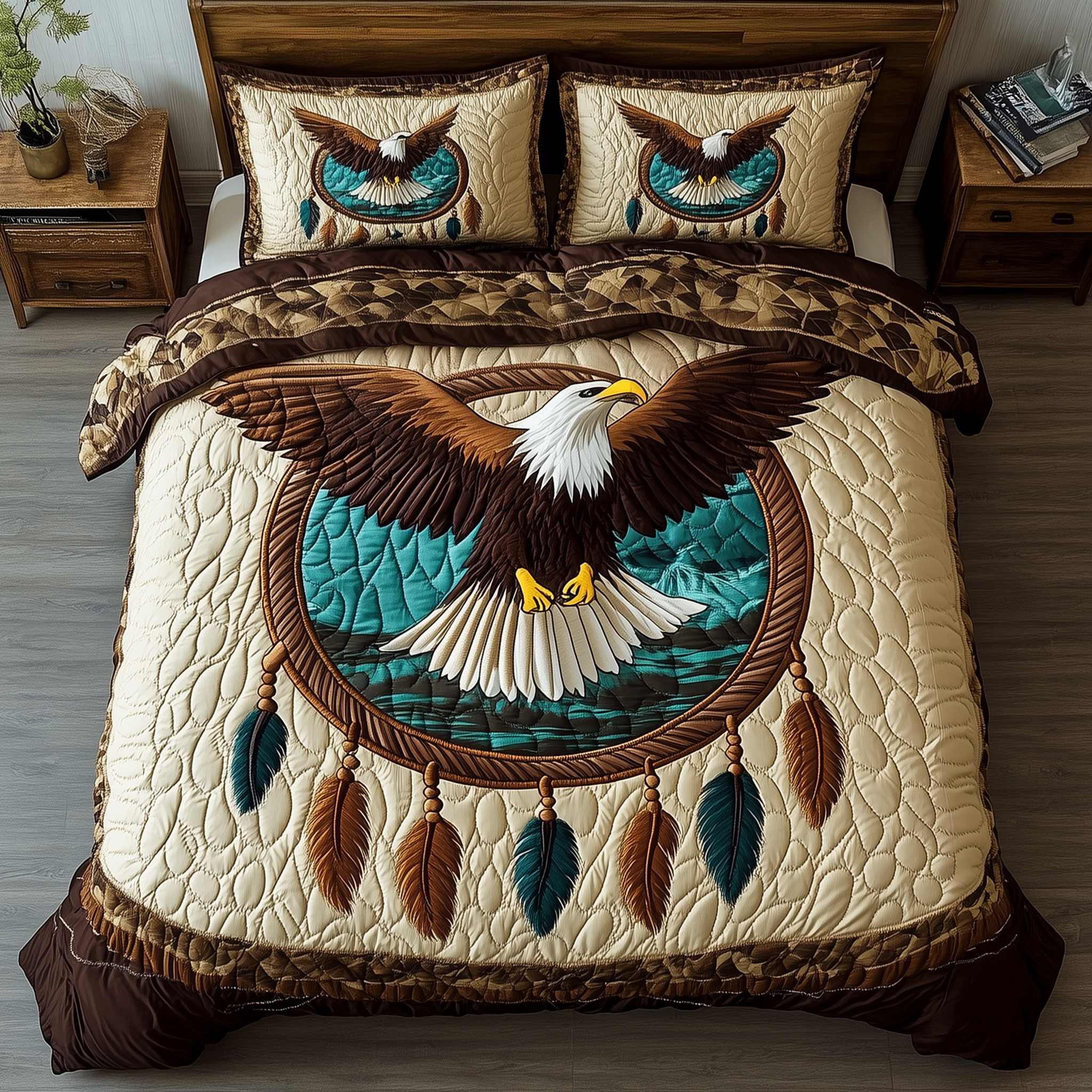 Wings of Native Spirit Quilted Bedding Set Bed Bedding Set Native American Mother's Day Gifts