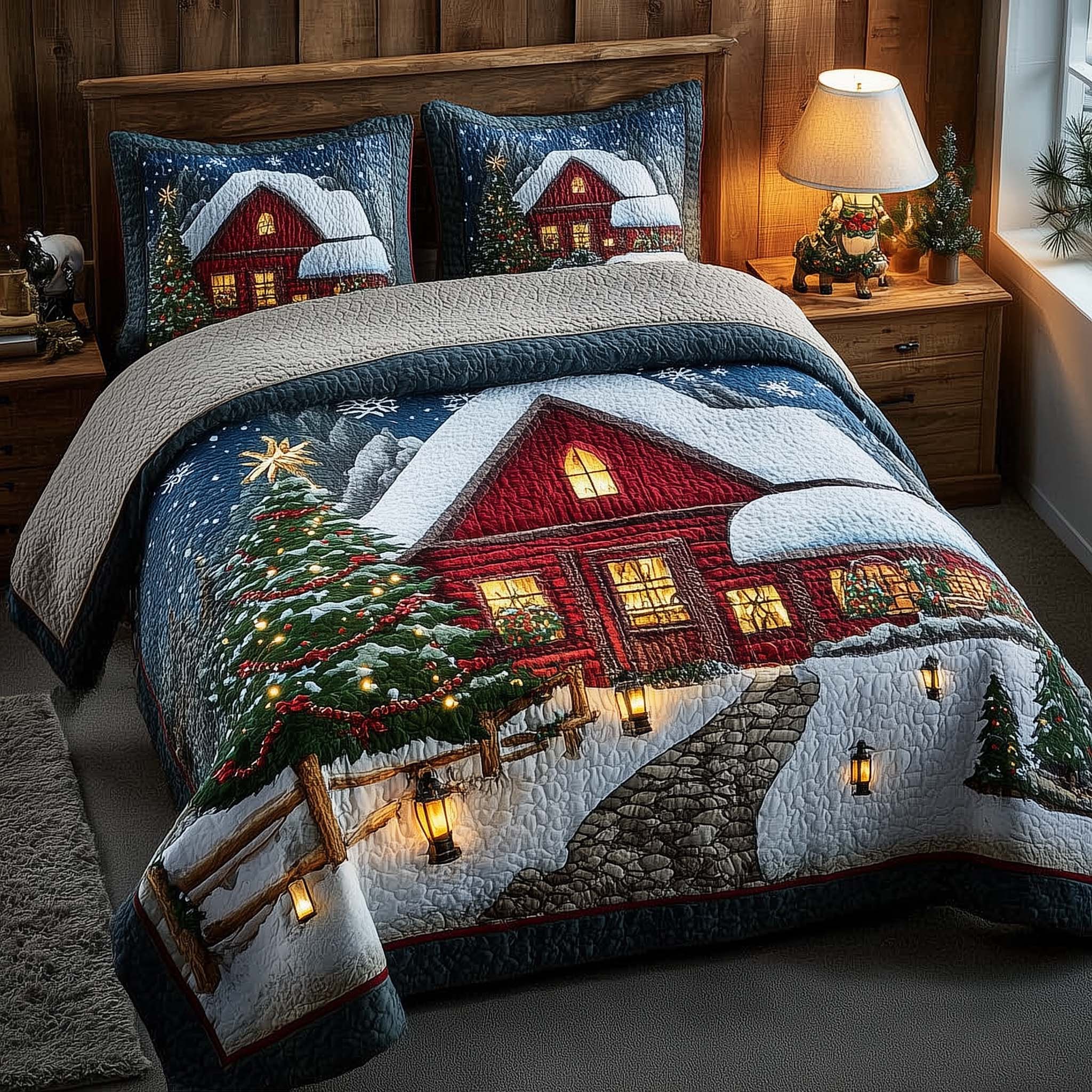 Winter Barn Quilted Bedding Set Christmas Duvet Cover Set Family Ideas For Christmas Gifts
