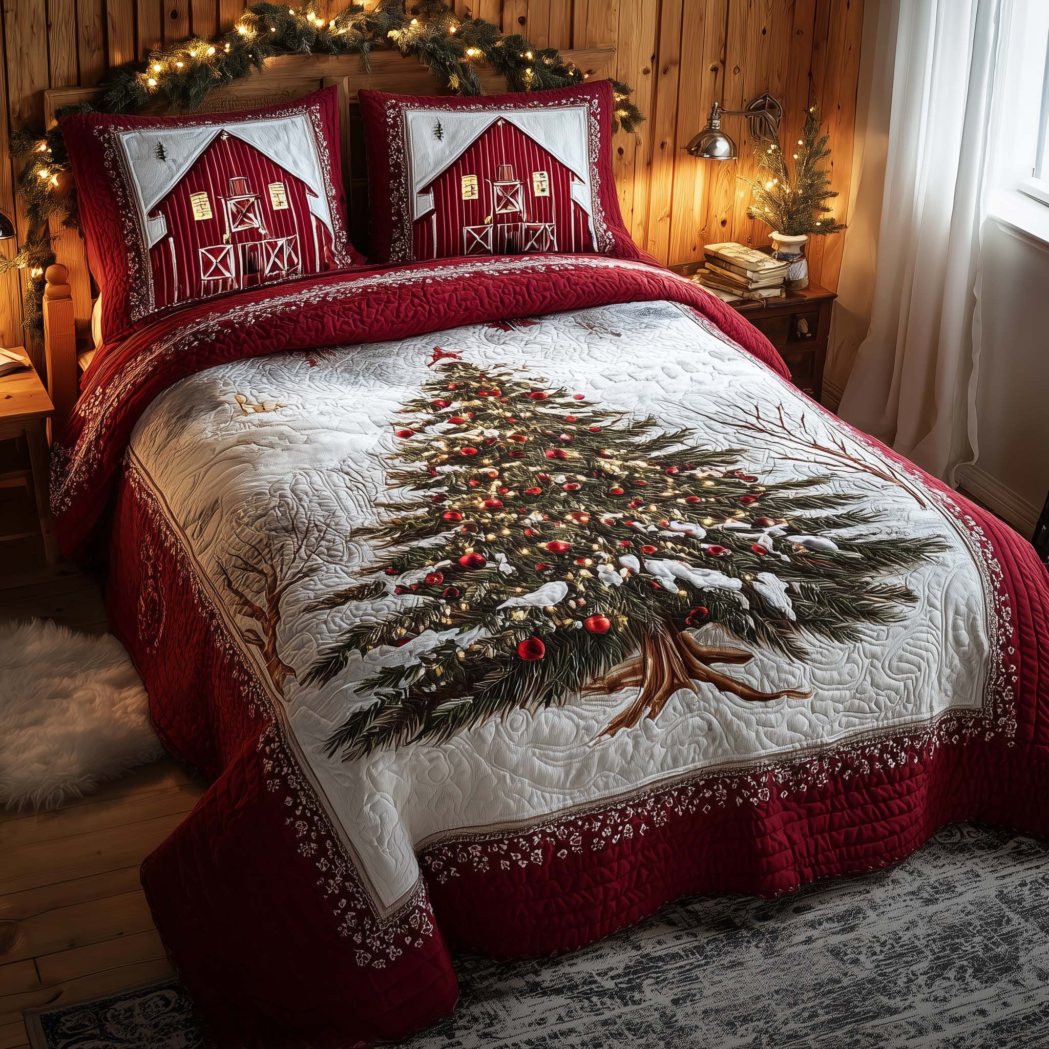 Winter Barn Quilted Bedding Set Christmas Sheet Set Christmas Ideas For Family