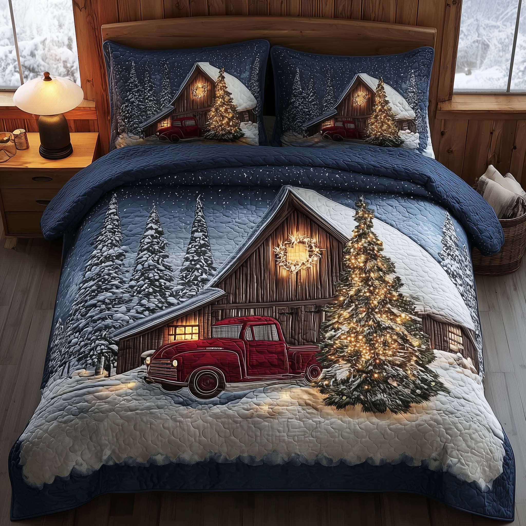 Winter Barn Quilted Bedding Set Xmas Bed Sheets Christmas Gift Ideas For Relatives