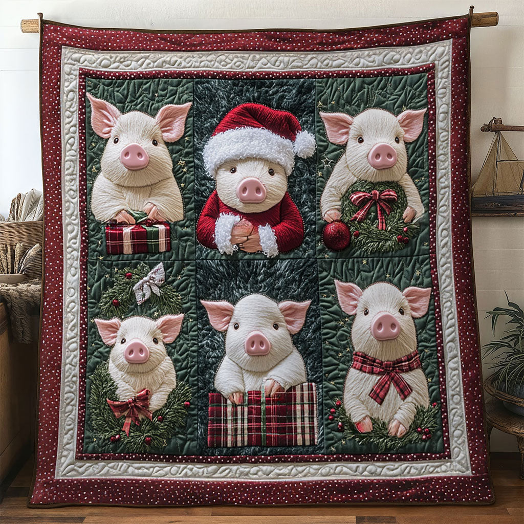 Winter Glow Pig Quilt Perfect Housewarming Gift with Quilt Blanket