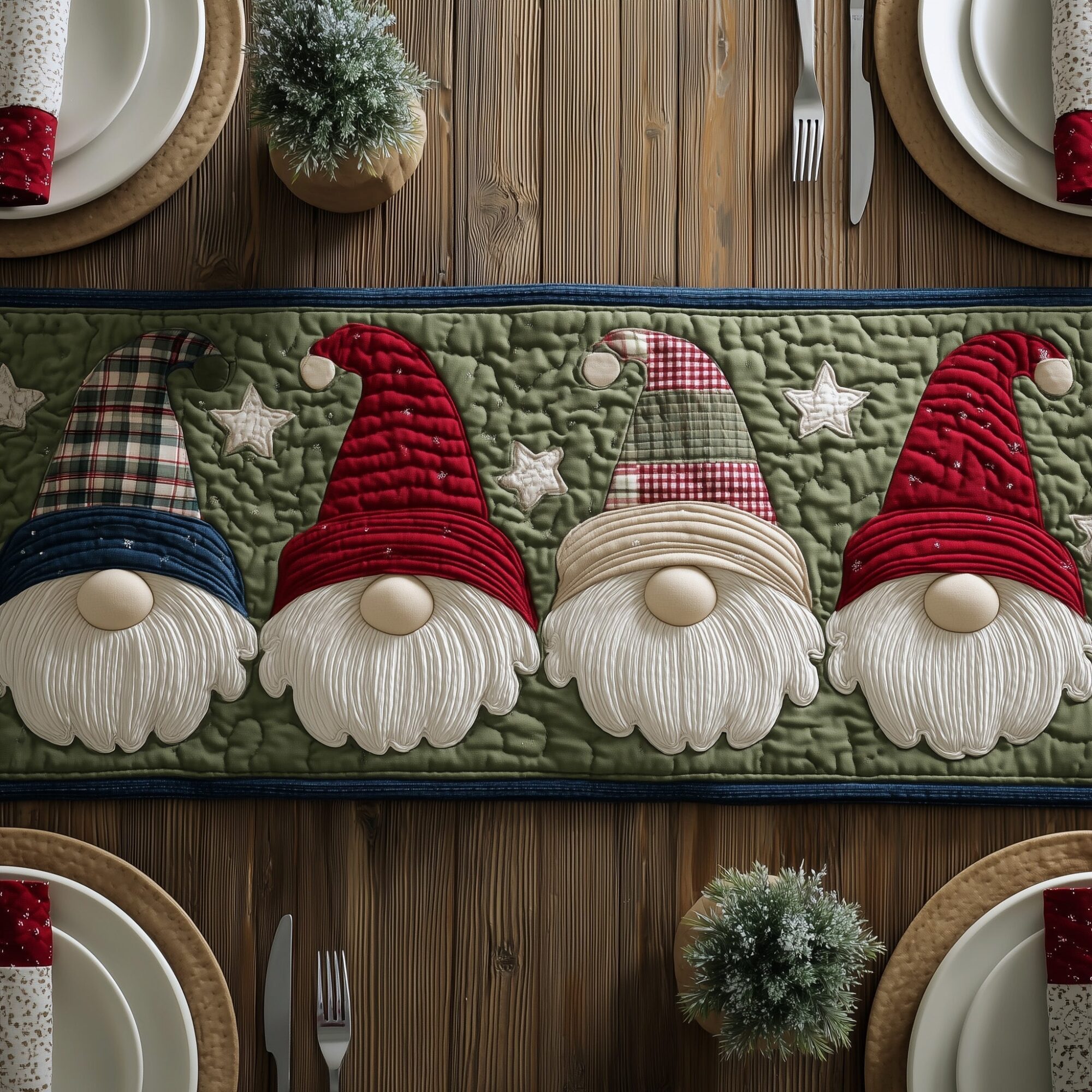 Winter Gnomes Quilted Table Runner Christmas Dining Table Runner Best Christmas Gifts For Relatives