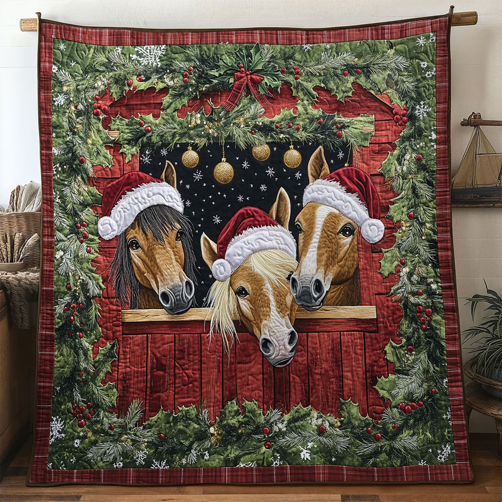 Winter Horse Glow Quilt Premium Quilt Blanket Gift for Family Gatherings