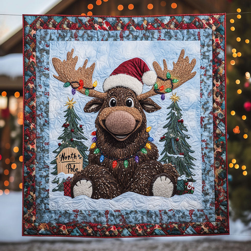 Winter Moose Glow Quilt Warm and Stylish Quilt Blanket for Winter Nights