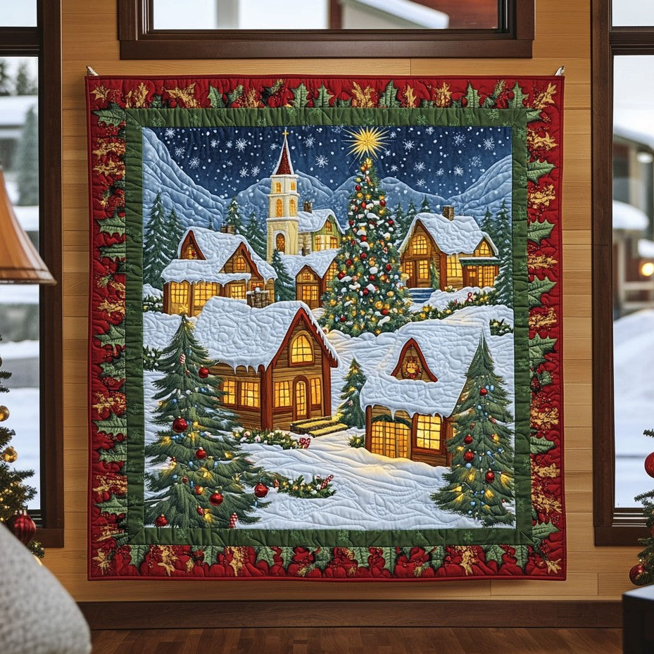Winter Village Glow Quilt Premium Quilt Blanket for Family and Guests