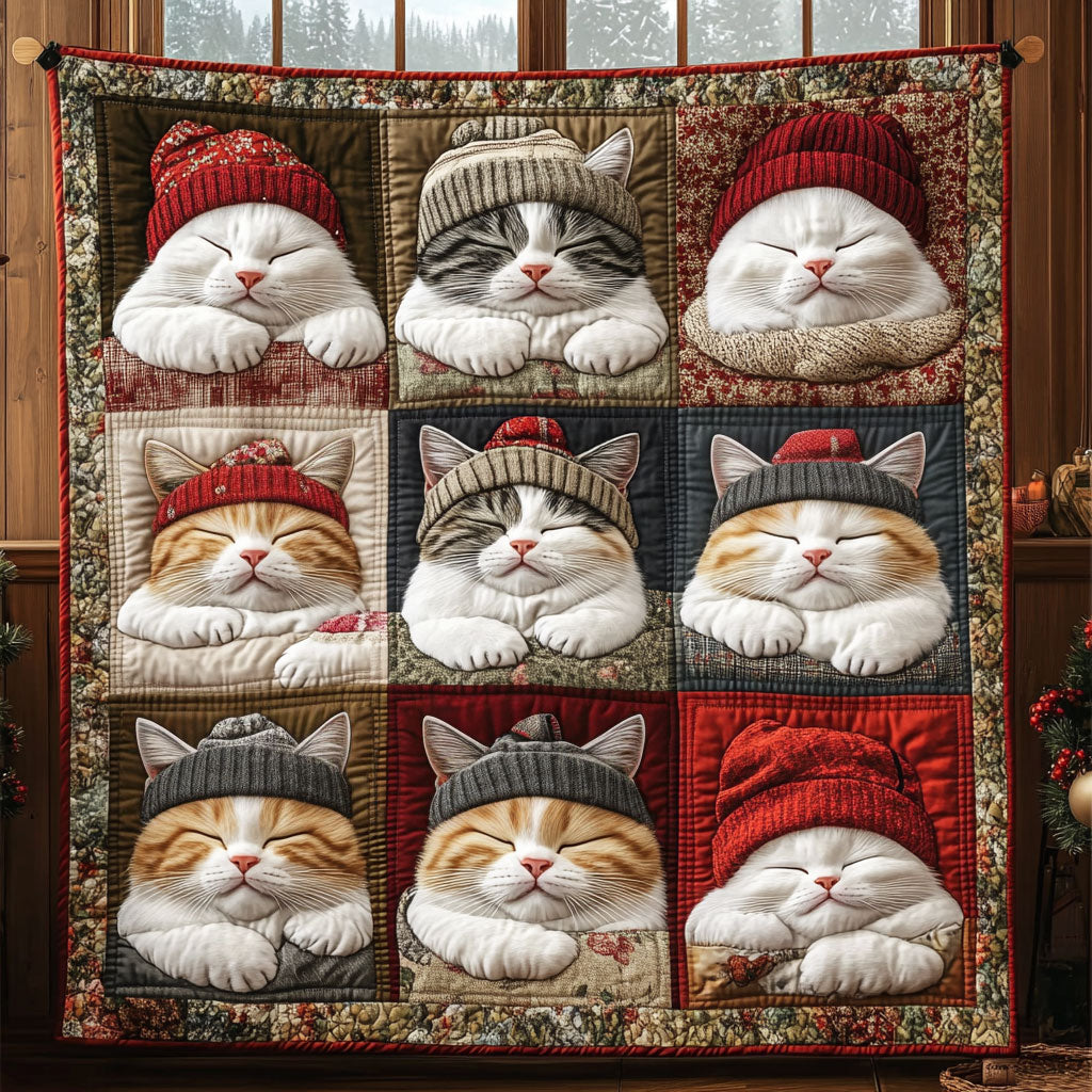 Winter Whiskers Quilt Premium Quilt Blanket Gift for Family Gatherings