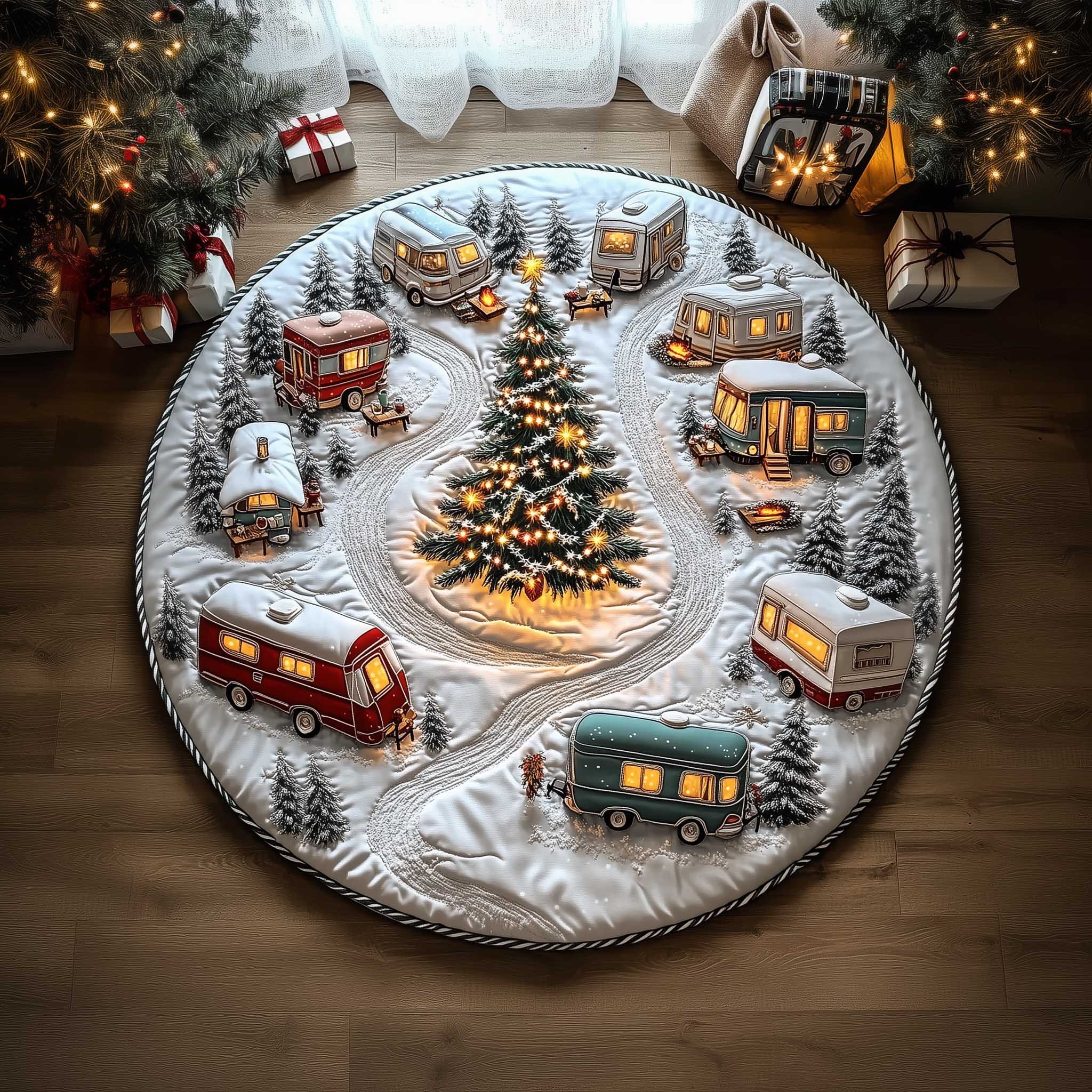 Winter Wonderland Quilted Round Mat Unique Quilted Round Mat for Modern Interiors