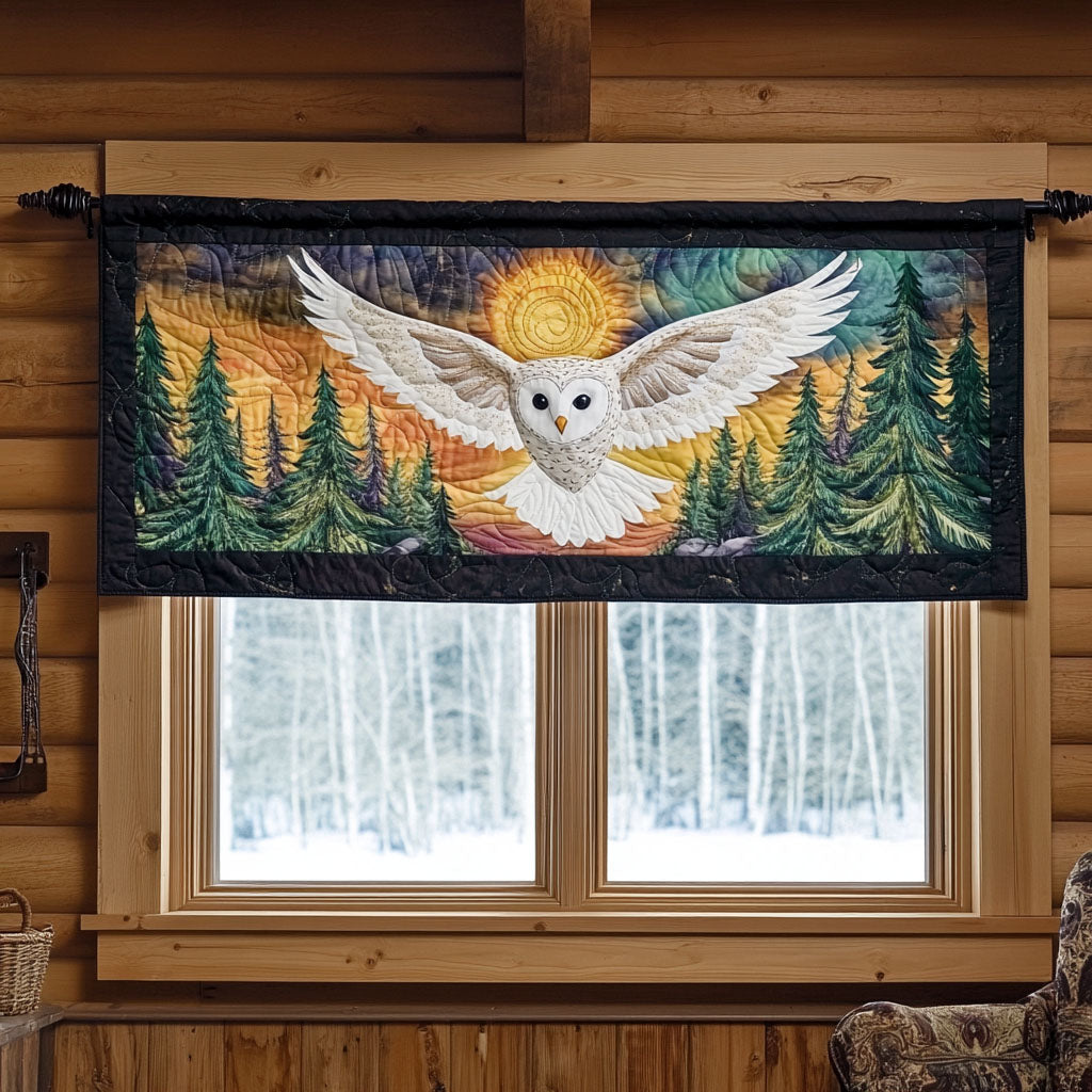 Wise Wings Quilted Valance Christmas Entry Way Decor Owl Lovers