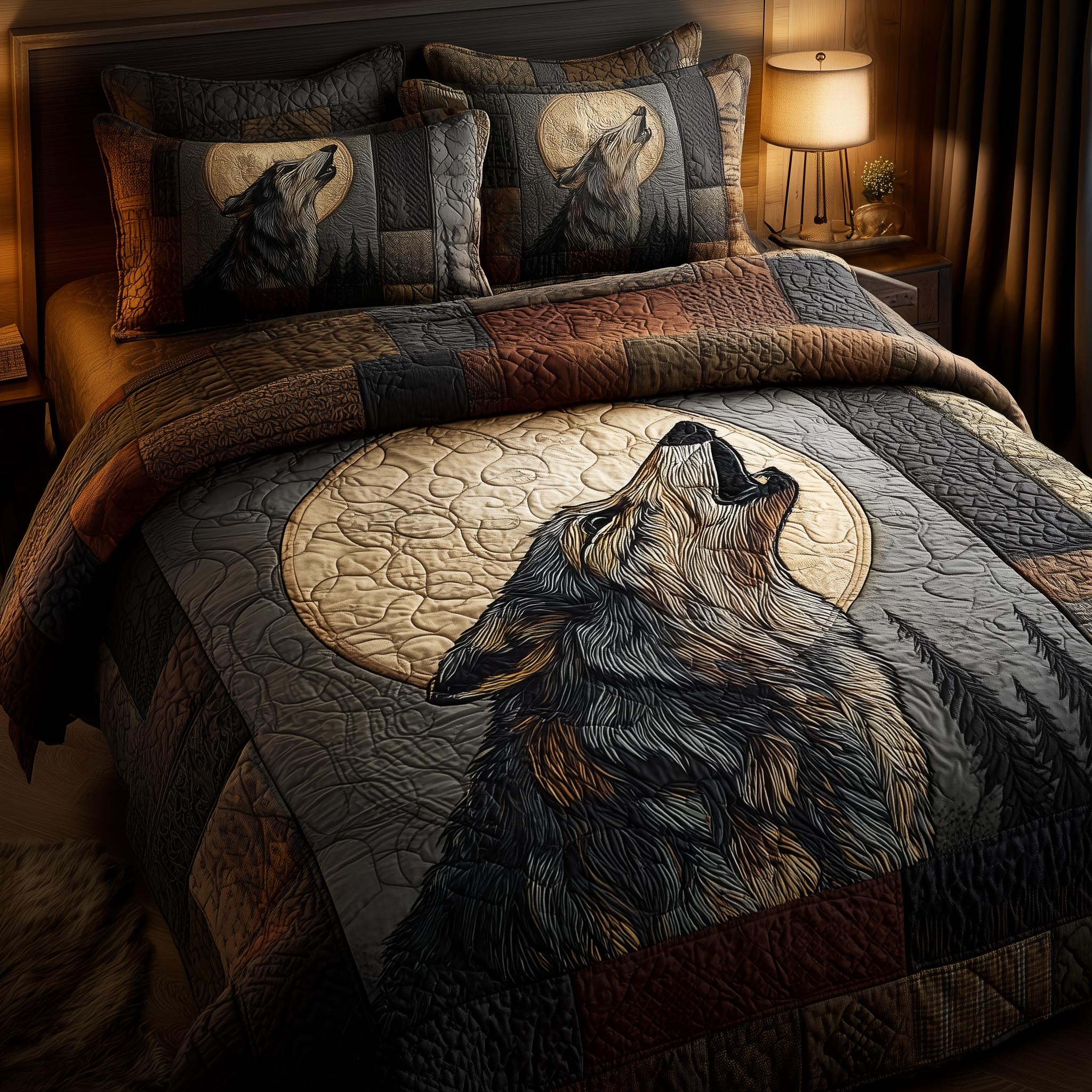 Wolf Quilted Bedding Set Best King Sheets Best Wolf Gifts For Dad