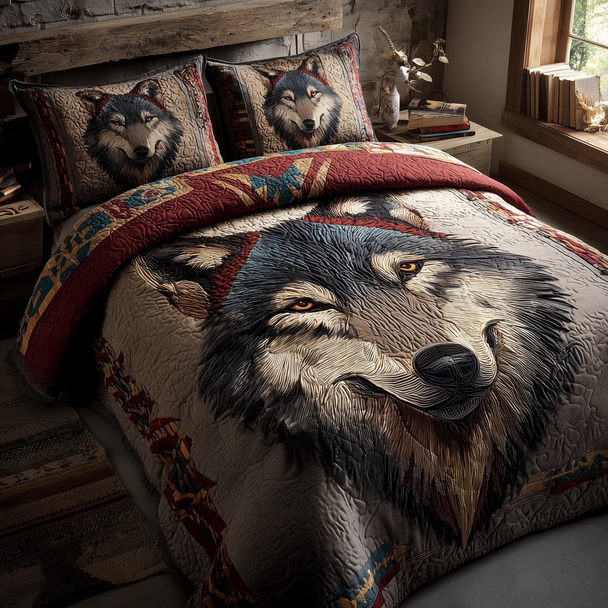 Wolf Quilted Bedding Set Great Bed Sets Novelty Wolf Gifts