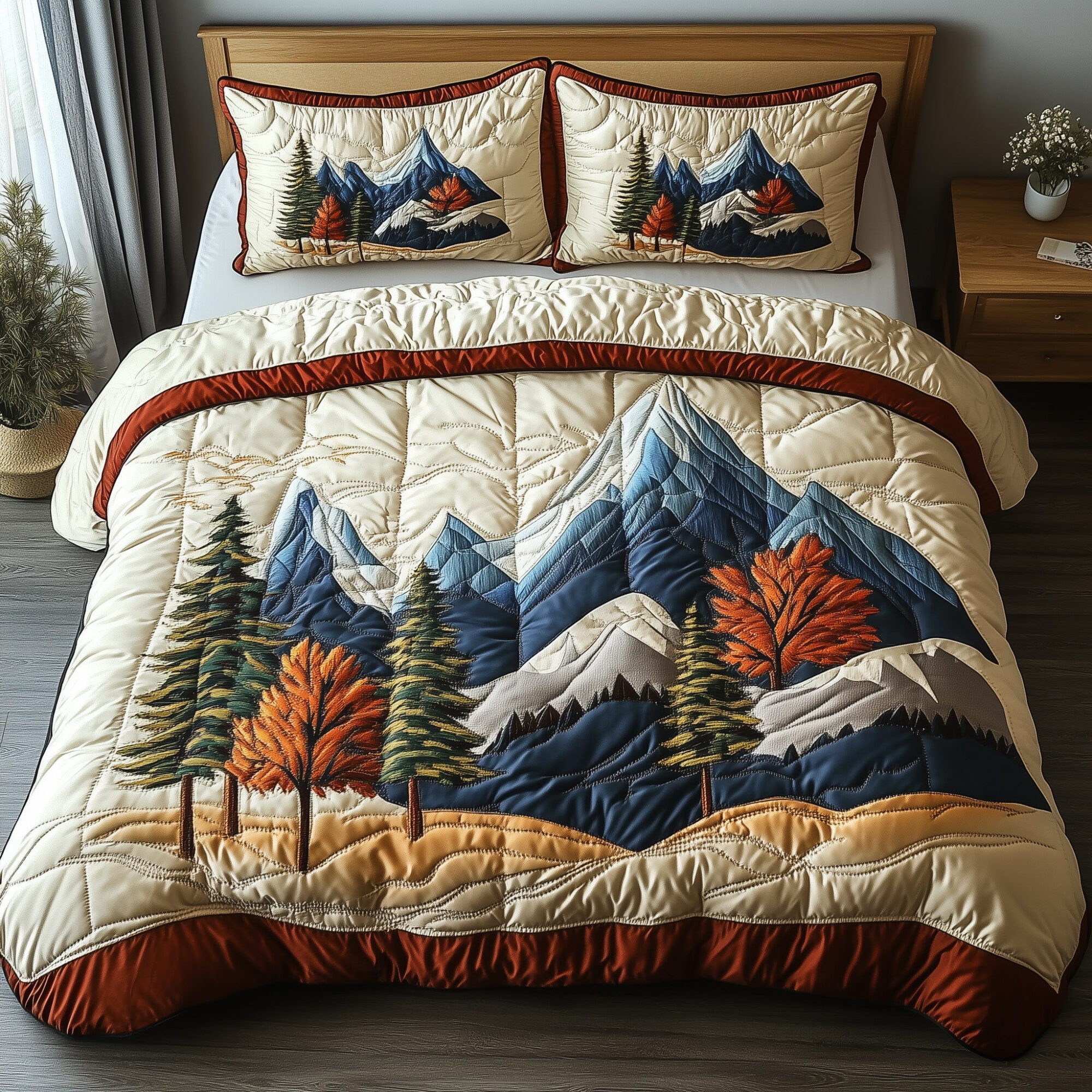 Woodland Retreat Quilted Bedding Set Winter Nature Retreat Decor Nature Theme Bedding Gifts