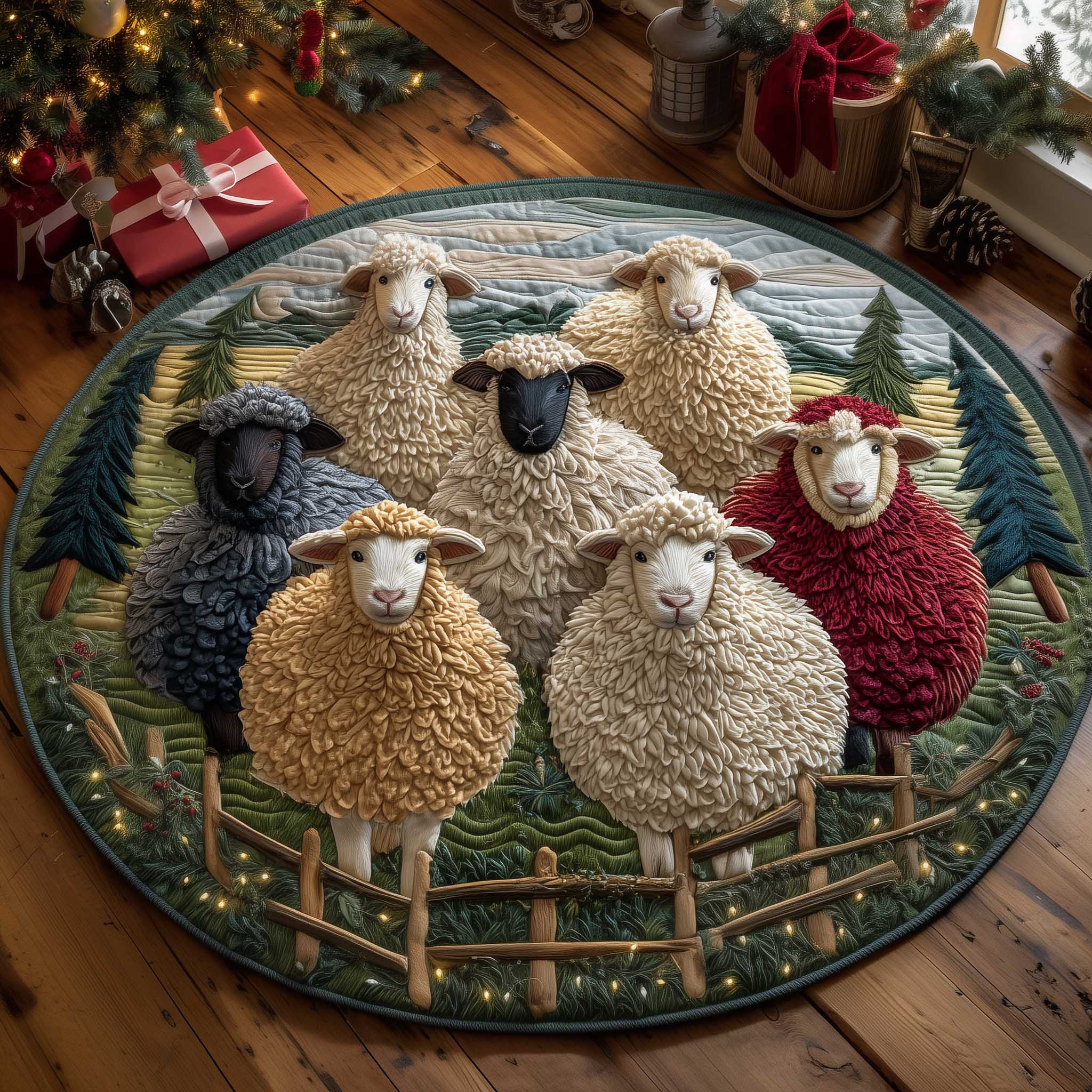 Woolly Meadow Quilted Round Mat High-Quality Quilted Round Mat for Soft Comfort