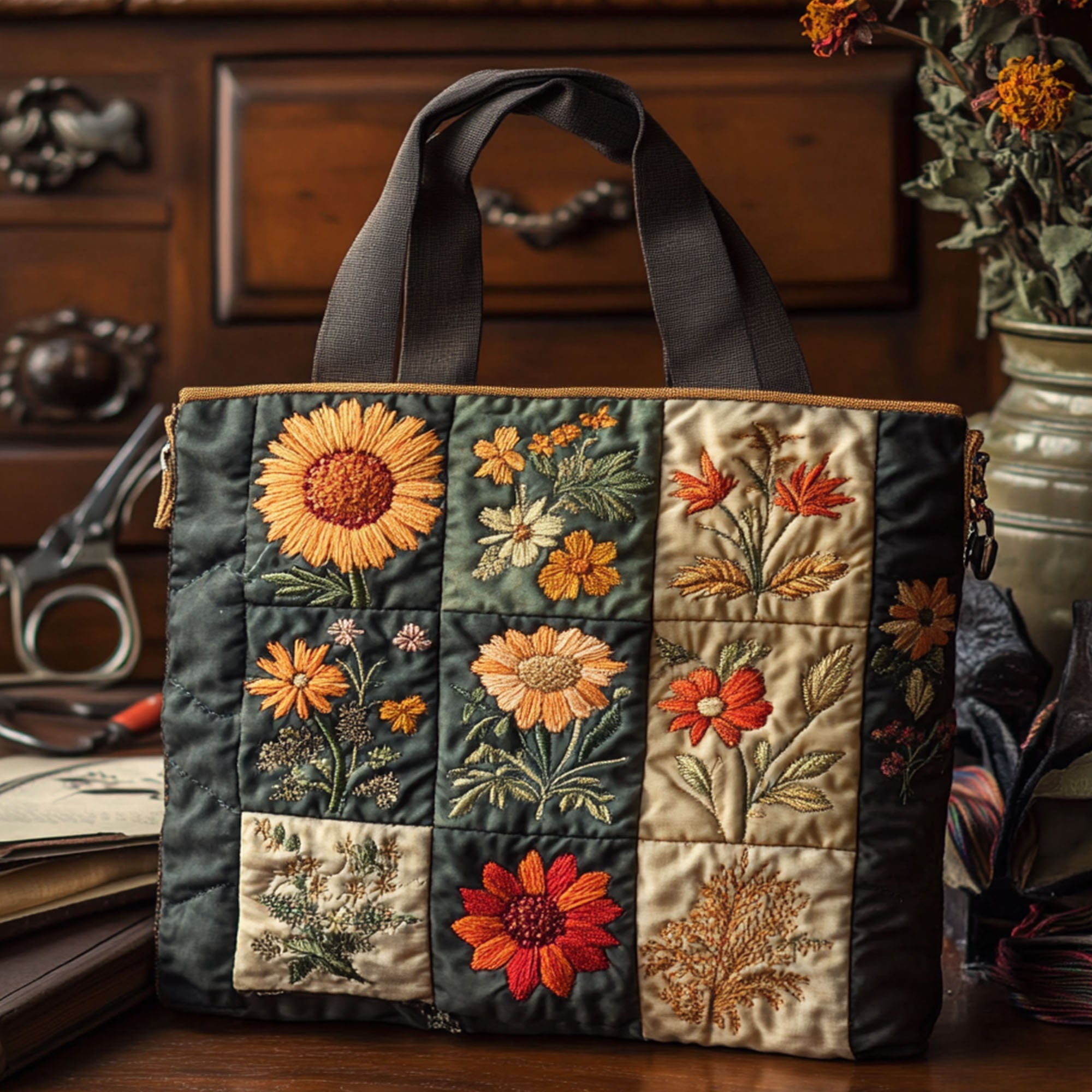 Woven Petals Quilted Tote Bag Shoulder Bags For Women Unique Gifts For Mother