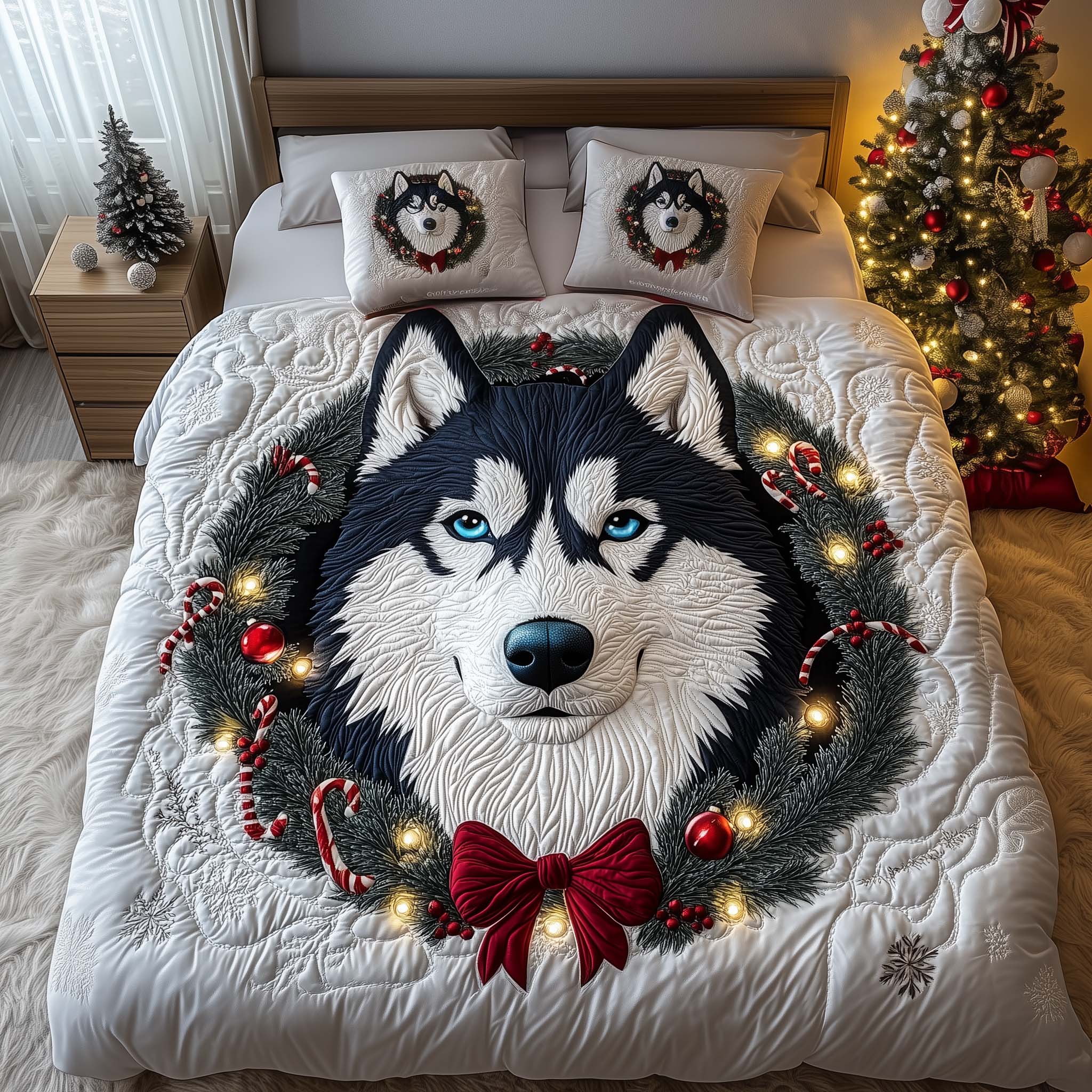 Wreath Husky Quilted Bedding Set Christmas Decoration Ideas Room Gifts To Get Your Mother In Law