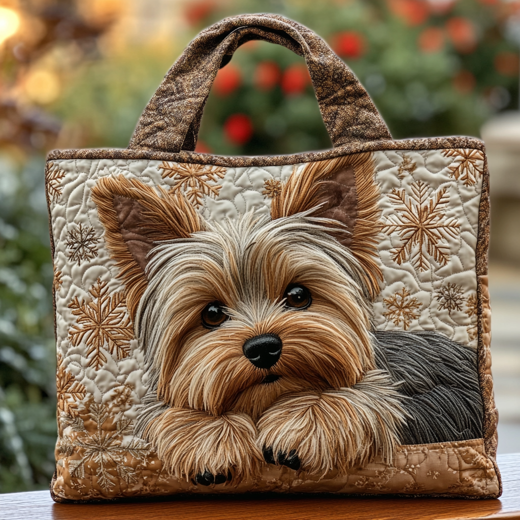 Yorkie Shine Quilted Tote Bag Best Tote Handbags Dog Lover Yorkshire Themed Gifts