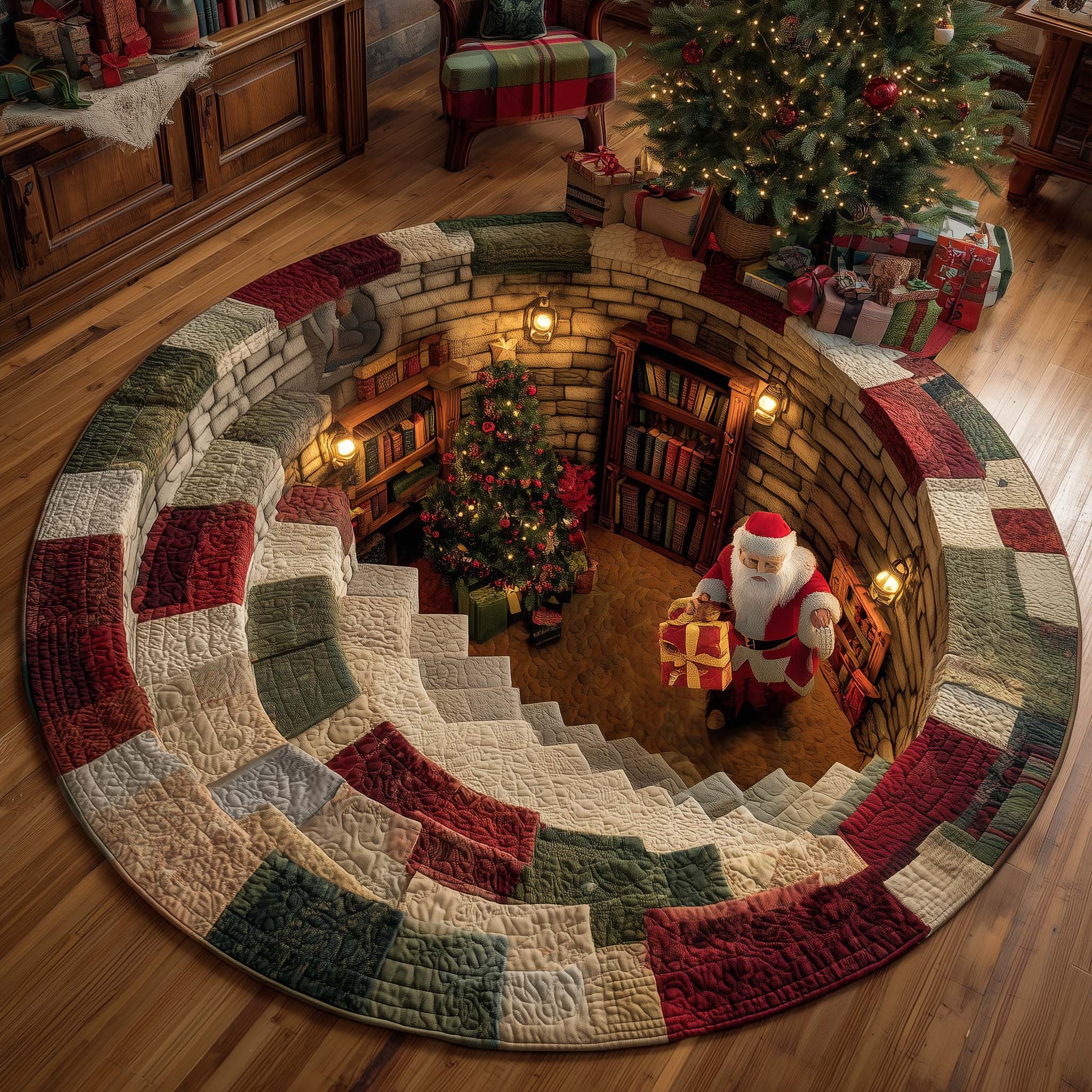 Yuletide Cellar Quilted Round Mat Luxury Quilted Round Mat Gift for Elegant Interiors Premium Quilted Round Mat for Cozy Living Spaces