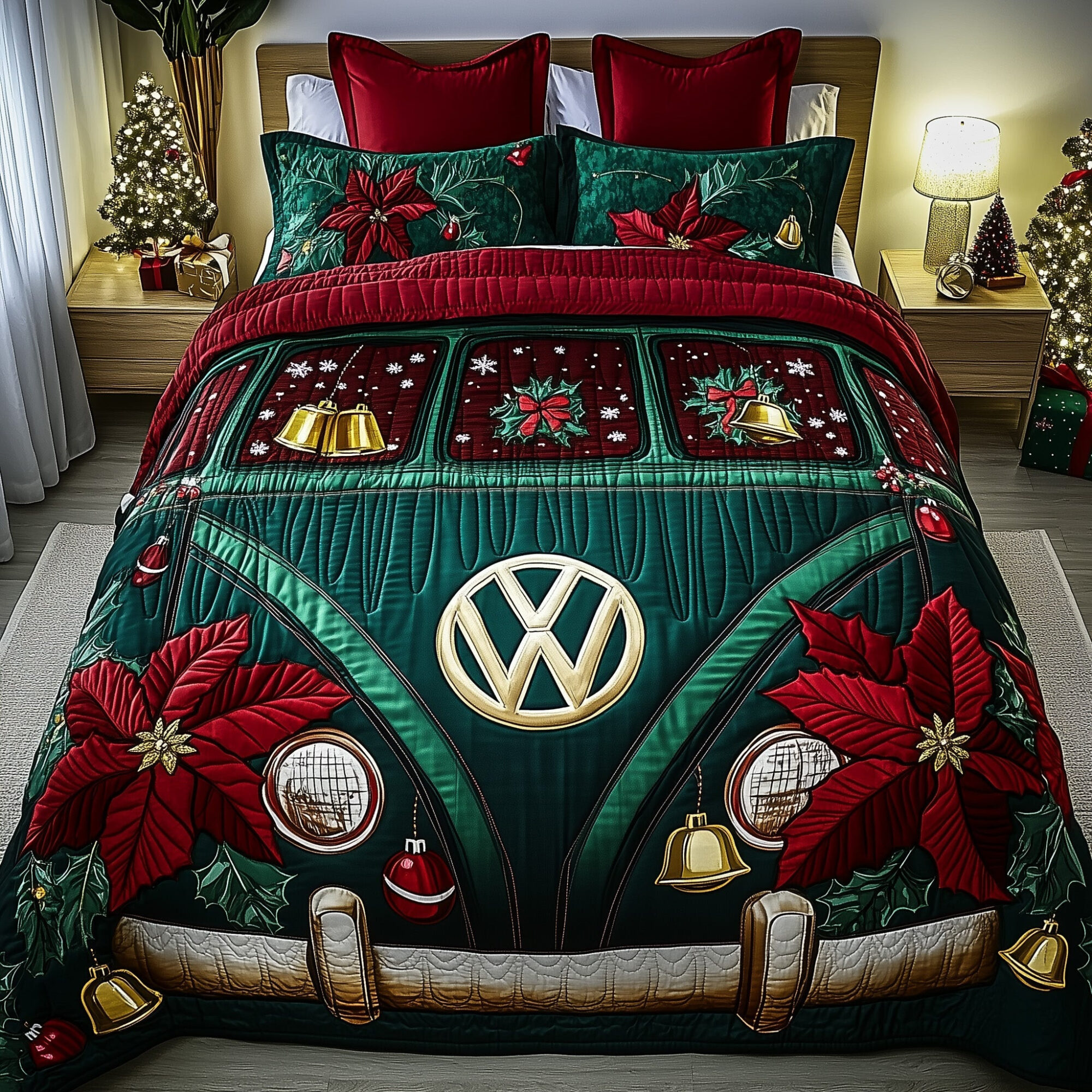Yuletide Van Quilted Bedding Set Cozy Xmas Home Decoration Christmas Bedding Gifts